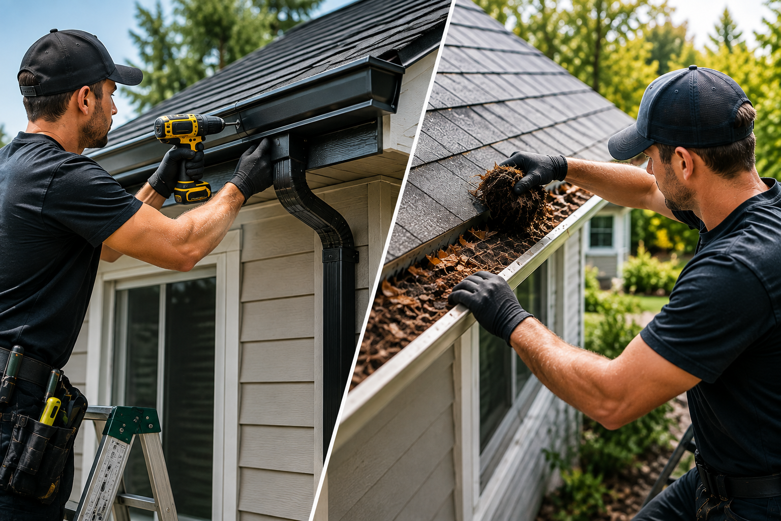 Aloha Gutter Services A technician performing Gutter services in Aloha, Oregon