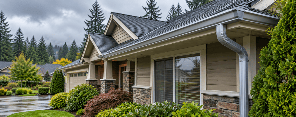 Aloha Gutter Services showing a home in the Aloha, Oregon area with a functional and working gutter system